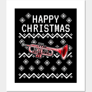 Trumpet Ugly Christmas Trumpeter Brass Musician Posters and Art